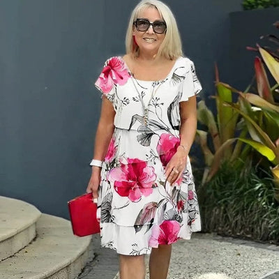 Vestido en cascada con estampado floral
