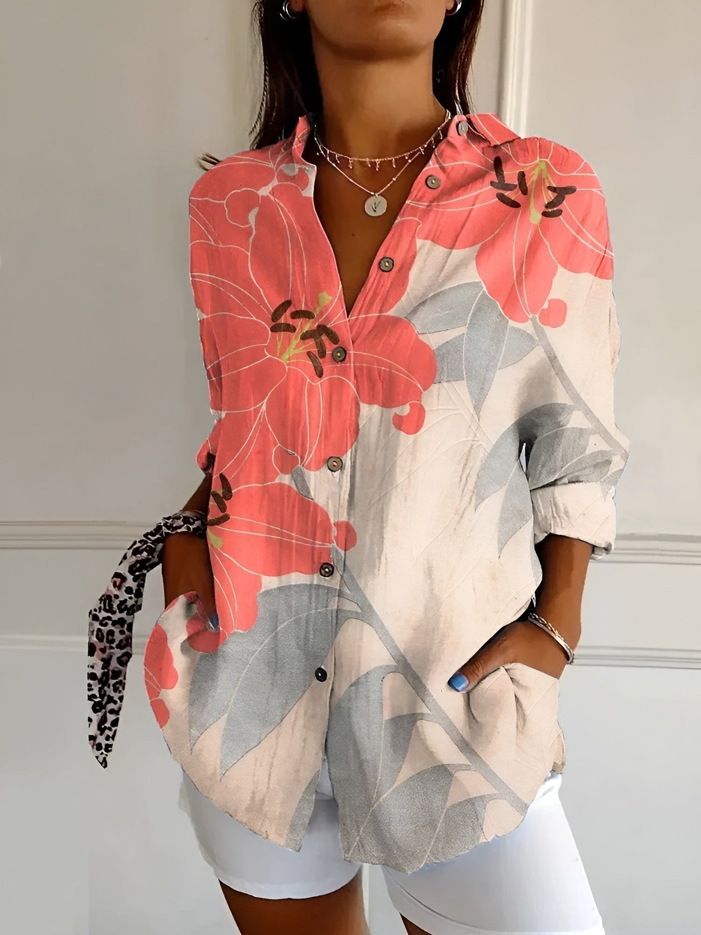 Roxanne - Blusa floral en algodón ligero