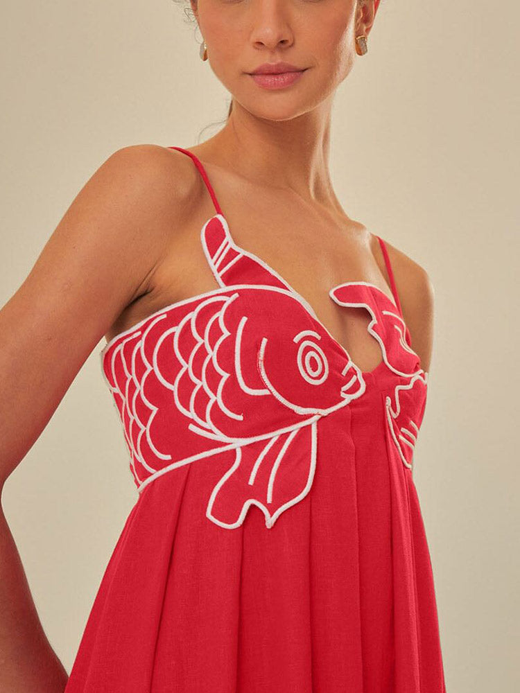 Tiara™ Vestido largo de mezcla de lino con parte superior de pez